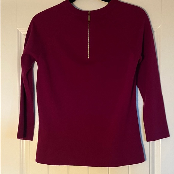 Jones New York 100% Cashmere Sweater – Dark Pink – Gold Zipper - Picture 3 of 8